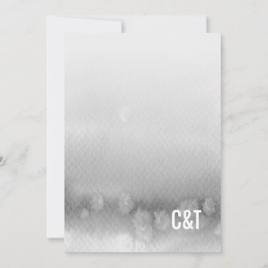 BRUIDSDOUCHE UITNODIGING: ombre waterverf grijs Kaart (Achterkant)