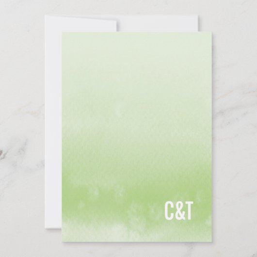 BRUIDSDOUCHE UITNODIGING: ombre waterverf groen Kaart (Achterkant)