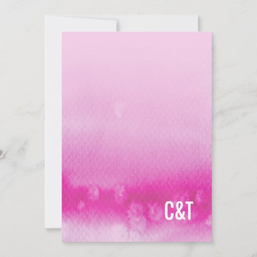 BRUIDSDOUCHE UITNODIGING: ombre waterverf roze Kaart (Achterkant)
