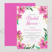 BRUIDSDOUCHE UITNODIGING - paarse gouden bloemen (Voorkant / Achterkant)