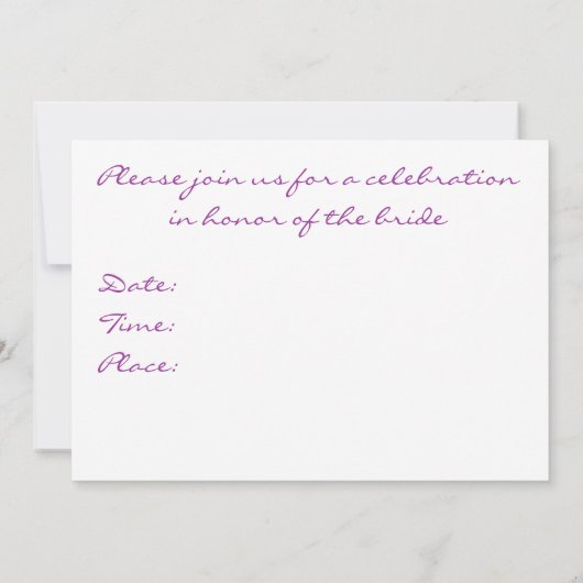 Bruidsdouche Uitnodiging Paarse Tulpenbloemen (Achterkant)