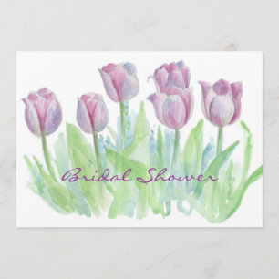 Bruidsdouche Uitnodiging Paarse Tulpenbloemen
