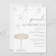 Bruidsdouche Uitnodiging Parels en Prosecco