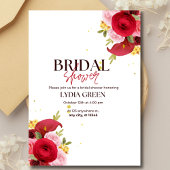 Bruidsdouche uitnodiging Rood Bloemen Vrijgezellen