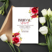 Bruidsdouche uitnodiging Rood Bloemen Vrijgezellen