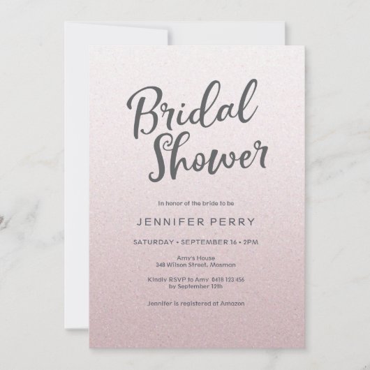 Bruidsdouche uitnodiging - Roze glitter (Voorkant)