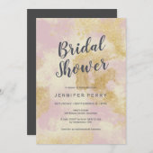 Bruidsdouche uitnodiging - Roze gouden glitter (Voorkant / Achterkant)