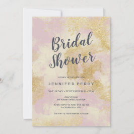 Bruidsdouche uitnodiging - Roze gouden glitter