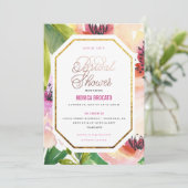 BRUIDSDOUCHE UITNODIGING - waterverf bloemen in (Staand voorkant)