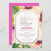 BRUIDSDOUCHE UITNODIGING - waterverf bloemen in (Voorkant / Achterkant)