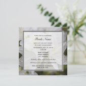 Bruidsdouche uitnodiging, witte azalea bloemen kaart (Staand voorkant)