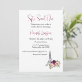 Bruidsdouche uitnodiging, ze zei oui ja kaart (Staand voorkant)