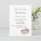 Bruidsdouche uitnodiging, ze zei oui ja kaart (Staand voorkant)