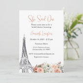 Bruidsdouche uitnodiging, ze zei oui ja kaart (Staand voorkant)