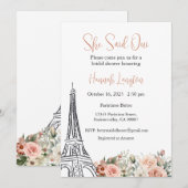 Bruidsdouche uitnodiging, ze zei oui ja kaart (Voorkant / Achterkant)