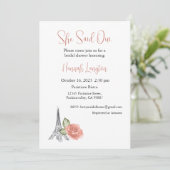 Bruidsdouche uitnodiging, ze zei oui ja kaart (Staand voorkant)