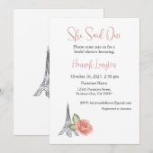 Bruidsdouche uitnodiging, ze zei oui ja kaart (Voorkant / Achterkant)