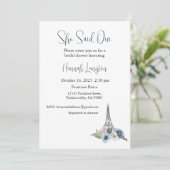 Bruidsdouche uitnodiging, ze zei oui ja kaart (Staand voorkant)