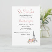 Bruidsdouche uitnodiging, ze zei oui ja kaart (Staand voorkant)