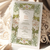 bruidsdouche uitnodigingen Art Nouveau Roos