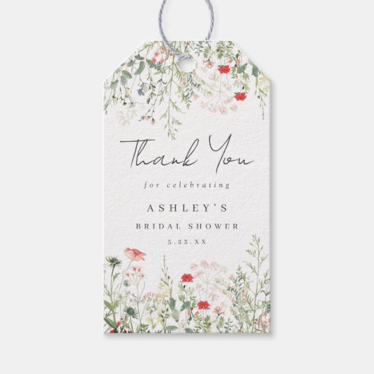 Bruidsdouche Wilde Bloemen Cadeaulabel (Voorkant)