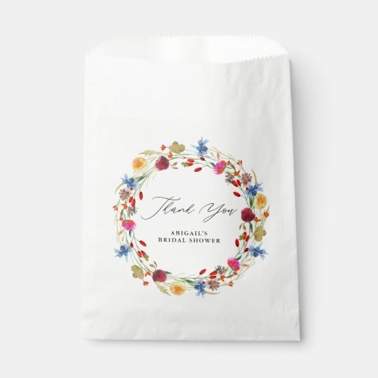 Bruidsdouche Wildflowerkrans Aangepaste Dankjewel Bedankzakje (Voorkant)