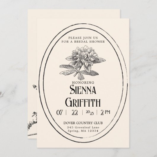  bruidsdoucheuitnodiging | Antiek wit Kaart (Voorkant / Achterkant)