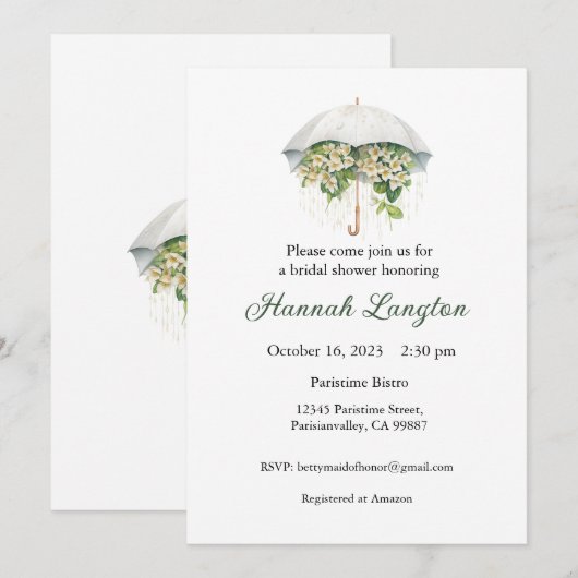 Bruidsdoucheuitnodiging, Bloemen Vrijgezellenfeest Kaart (Voorkant / Achterkant)