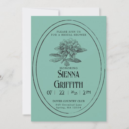  bruidsdoucheuitnodiging | Diepe turkoois Kaart (Voorkant)