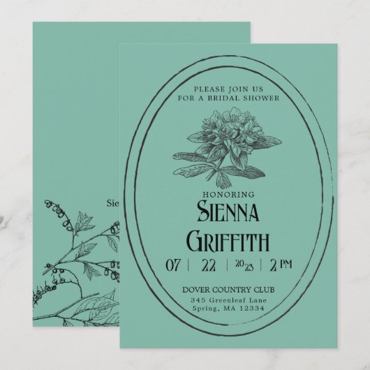  bruidsdoucheuitnodiging | Diepe turkoois Kaart (Voorkant / Achterkant)