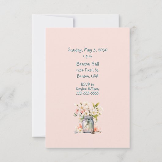 Bruidsdoucheuitnodiging in  voorjaarspastels kaart (Achterkant)