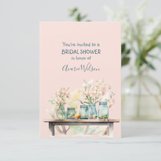 Bruidsdoucheuitnodiging in  voorjaarspastels kaart (Staand voorkant)