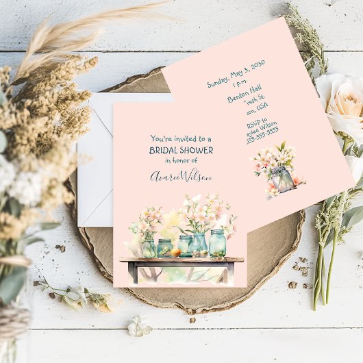 Bruidsdoucheuitnodiging in voorjaarspastels kaart