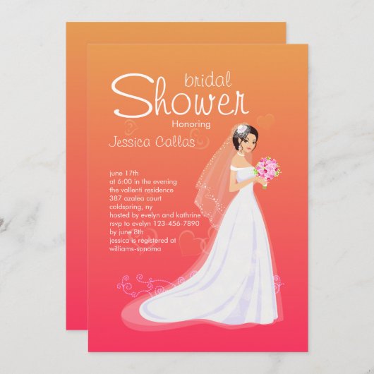  bruidsdoucheuitnodiging kaart (Voorkant / Achterkant)