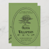  bruidsdoucheuitnodiging | Mossy Green Kaart (Voorkant / Achterkant)