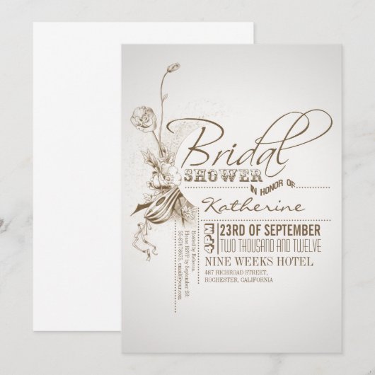  bruidsdoucheuitnodigingen kaart (Voorkant / Achterkant)