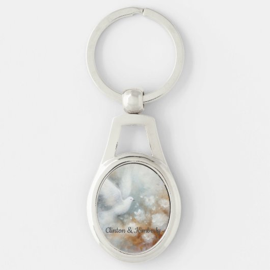 Bruidsduif Bloem Sleutelhanger - Aanpasbaar (Voorkant)