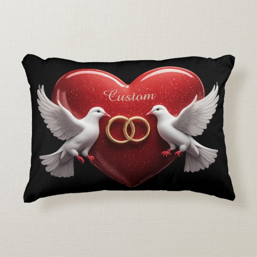 Bruidsduiven Hart Romantisch Jubileum Cadeau Accent Kussen (Voorkant)