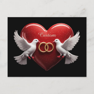 Bruidsduiven Hart Romantisch Jubileum Cadeau Feestdagenkaart