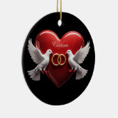 Bruidsduiven Hart Romantisch Jubileum Cadeau Keramisch Ornament (Rechts)