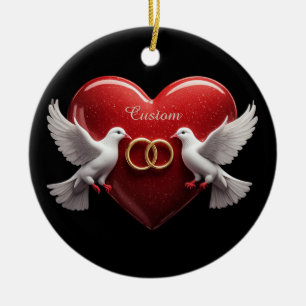 Bruidsduiven Hart Romantisch Jubileum Cadeau Keramisch Ornament