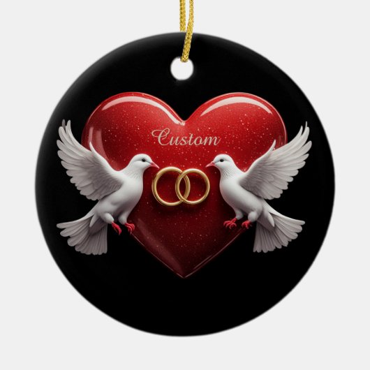 Bruidsduiven Hart Romantisch Jubileum Cadeau Keramisch Ornament (Voorkant)