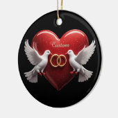Bruidsduiven Hart Romantisch Jubileum Cadeau Keramisch Ornament (Links)