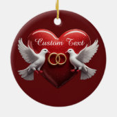 Bruidsduiven Hart Romantisch Jubileum Cadeau Keramisch Ornament (Achterkant)