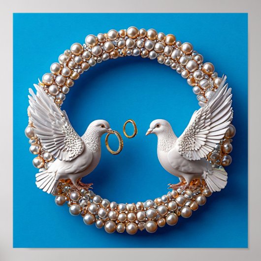 Bruidsduiven Liefde Lucht Romantiek Kunst 🕊️💖☁️✨ Poster (Voorkant)