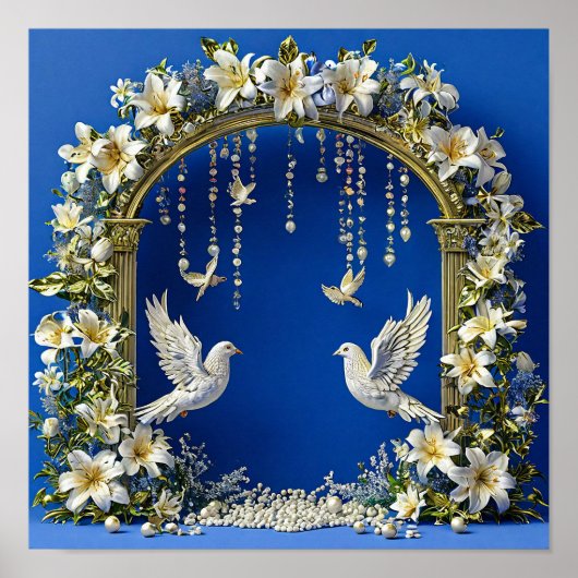 Bruidsduiven Romantische Lucht Vogels 💍🕊️☁️✨ Poster (Voorkant)