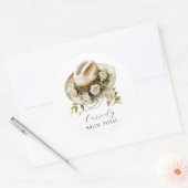 Bruidsentourage Bloem Cowgirl Hoed Aangepaste Naam Ronde Sticker (Envelop)
