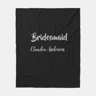 Bruidsentourage bruidsmeisje naam zilver zwart bru fleece deken