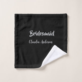 Bruidsentourage bruidsmeisje naam zilver zwart bru washandje