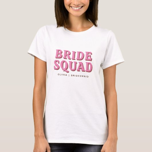 Bruidsentourage Roze Framboos Bachelorette Bruidsm T-shirt (Voorkant)